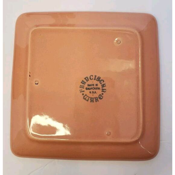 Vintage Art Deco Franciscan Ware Condiment Jars w/ Lids Underplate Pink & Maroon - Picture 5 of 13